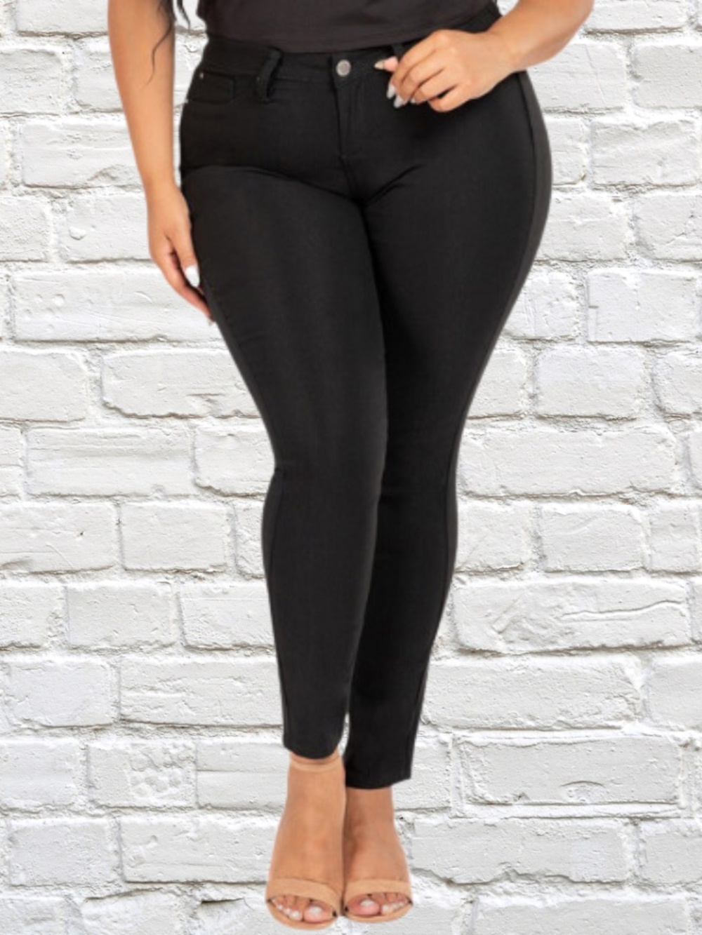 YMI Plus Size Skinny Mid Rise Jeans - Black - Size 1X,2X and 3X